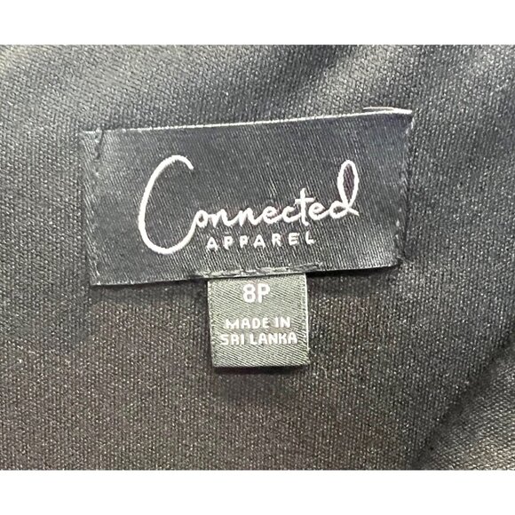 Connected Apparel Black Pink Floral V Neck Embroidered Sheath Back Zip Dress 8P - Picture 4 of 5